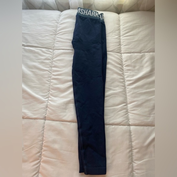 Gymshark Flex Leggings Size M Blue Stretch Yoga Ankle Athleisure Low Rise - Picture 3 of 9
